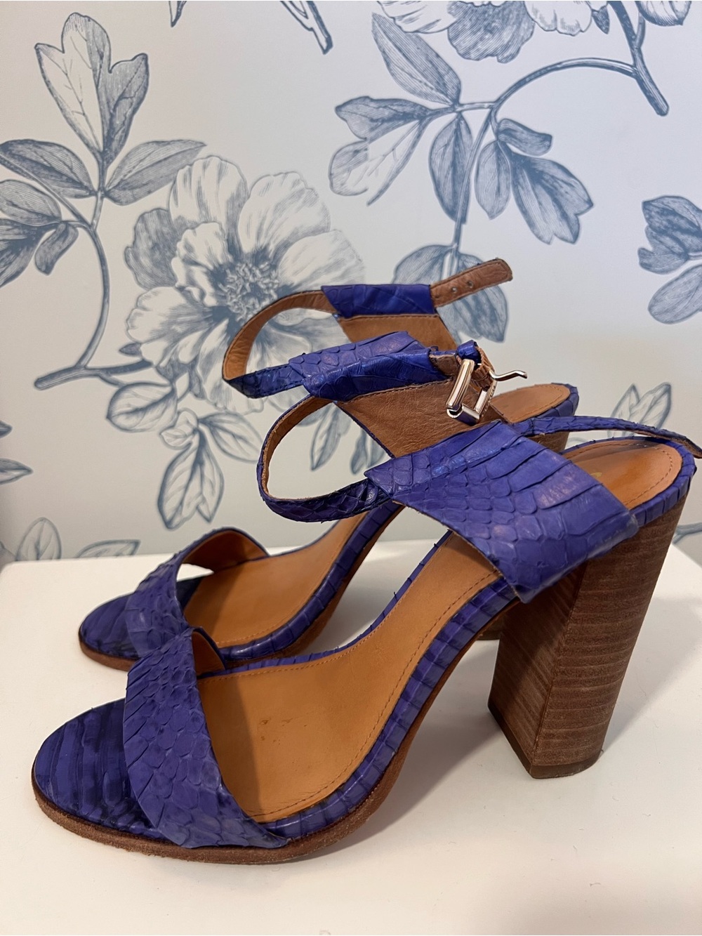 Coach Purple Snakeskin Block Heel Sandals - Picture 4 of 4